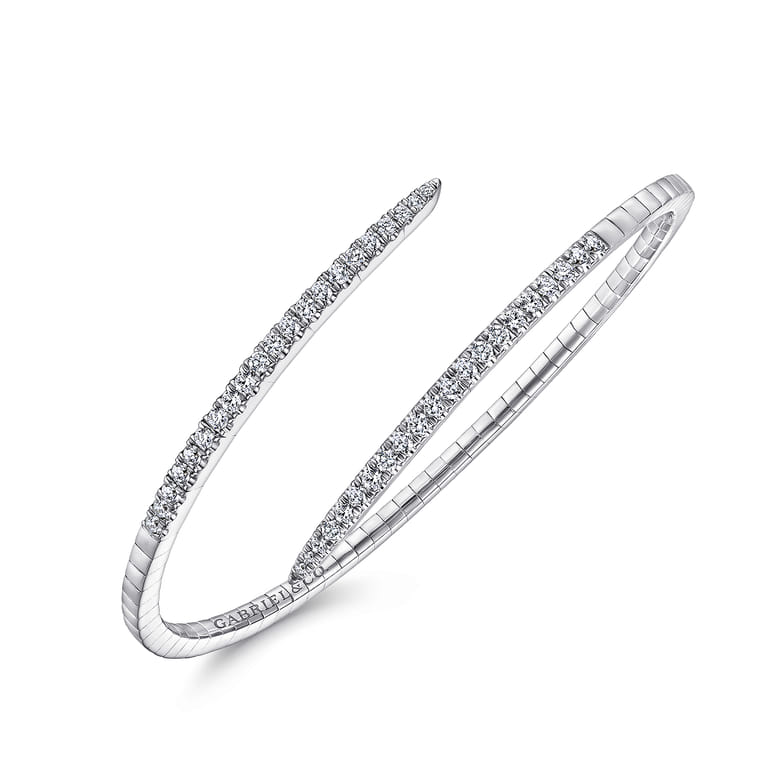 Demure - 14K White Gold Split Bypass Diamond Bangle - 0.94 ct - Shot 2