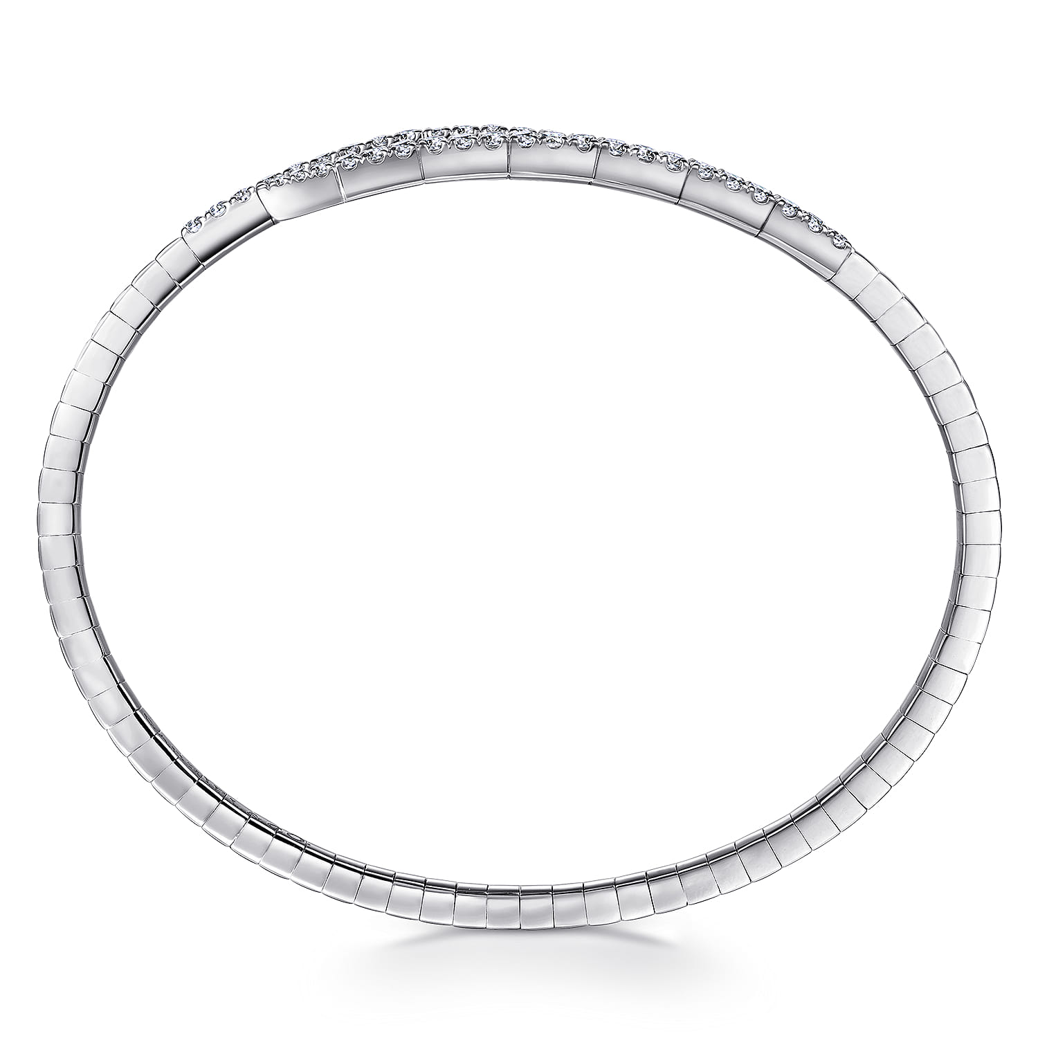 Demure - 14K White Gold Split Bypass Diamond Bangle - 0.94 ct - Shot 3