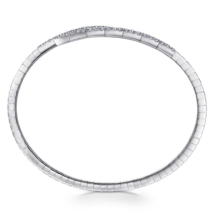 Demure - 14K White Gold Split Bypass Diamond Bangle