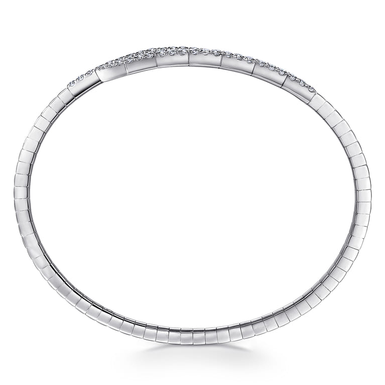 Demure - 14K White Gold Split Bypass Diamond Bangle - 0.94 ct - Shot 3
