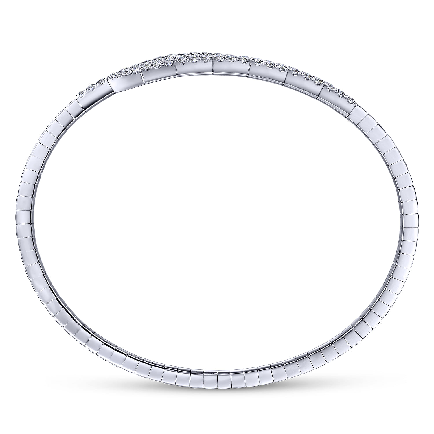 Demure - 14K White Gold Split Bypass Diamond Bangle - 0.9 ct - Shot 3