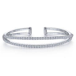 Demure - 14K White Gold Split Diamond Cuff