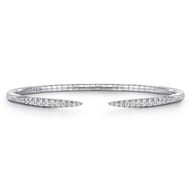 Demure - 14K White Gold Split Diamond Spike Bangle Bracelet