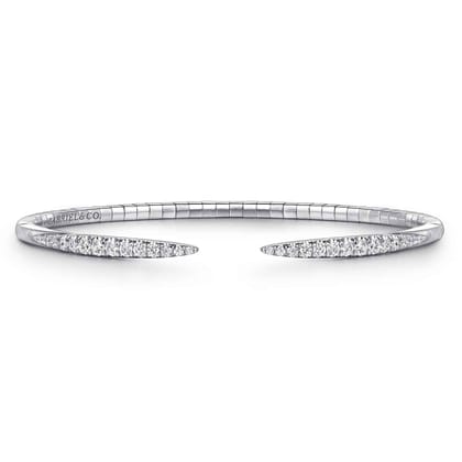 Demure - 14K White Gold Split Diamond Spike Bangle Bracelet