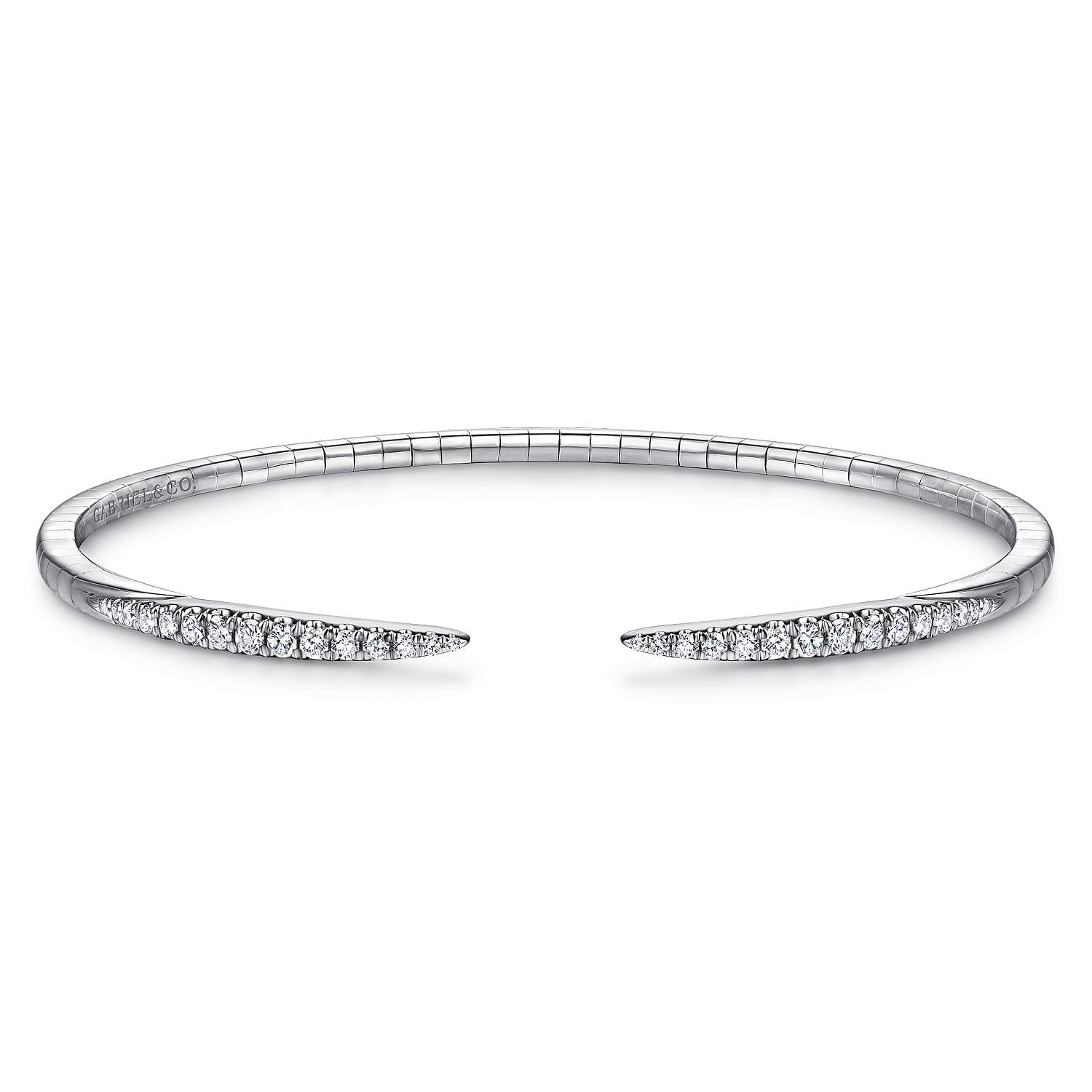 Demure - 14K White Gold Split Diamond Spike Bangle - 0.5 ct - Shot 1