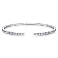 Demure - 14K White Gold Split Diamond Spike Bangle