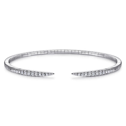Demure - 14K White Gold Split Diamond Spike Bangle