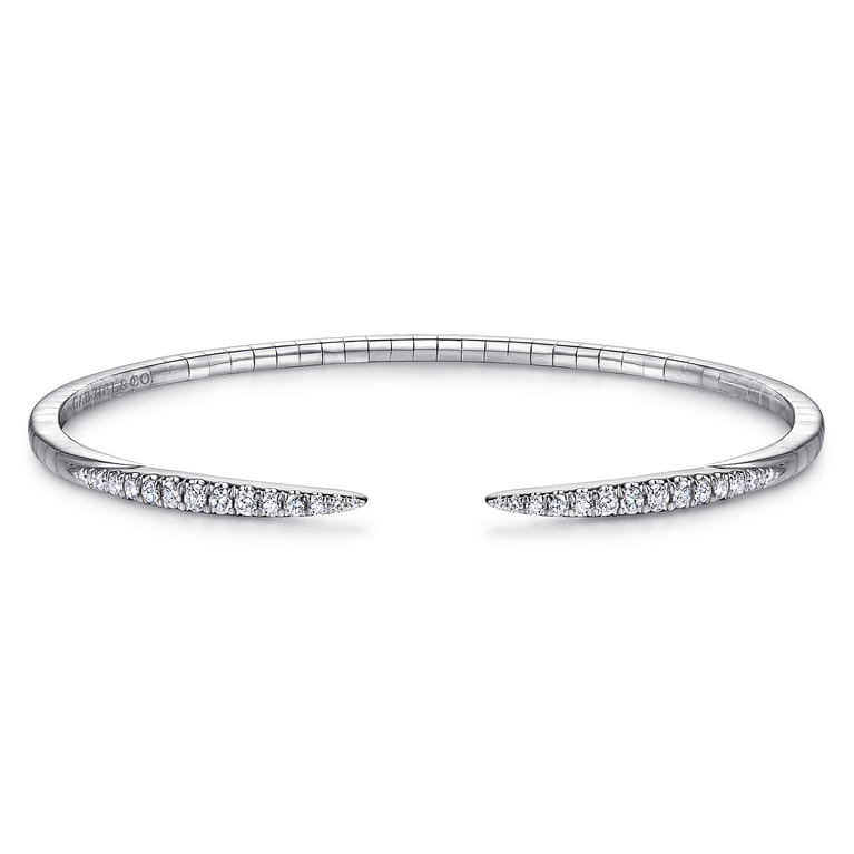 Demure - 14K White Gold Split Diamond Spike Bangle - 0.5 ct - Shot 1