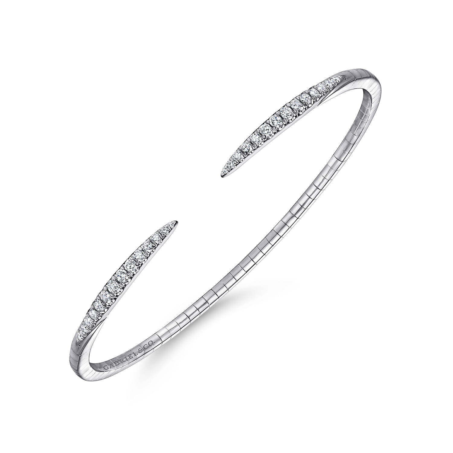 Demure - 14K White Gold Split Diamond Spike Bangle - 0.5 ct - Shot 2
