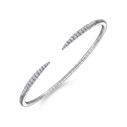Demure - 14K White Gold Split Diamond Spike Bangle