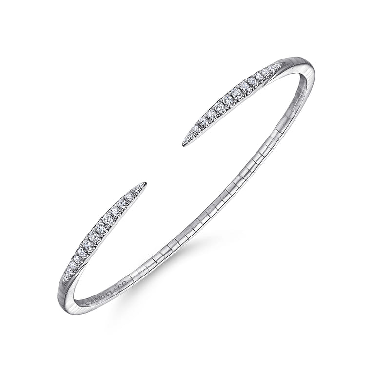 Demure - 14K White Gold Split Diamond Spike Bangle - 0.5 ct - Shot 2