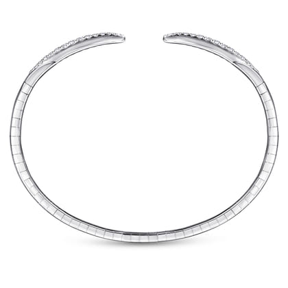 Demure - 14K White Gold Split Diamond Spike Bangle