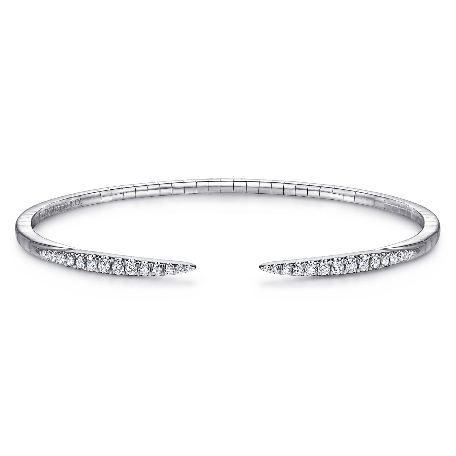 Demure - 14K White Gold Split Diamond Spike Bangle - 0.5 ct - Shot 1