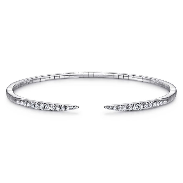 Demure - 14K White Gold Split Diamond Spike Bangle - 0.5 ct - Shot 1