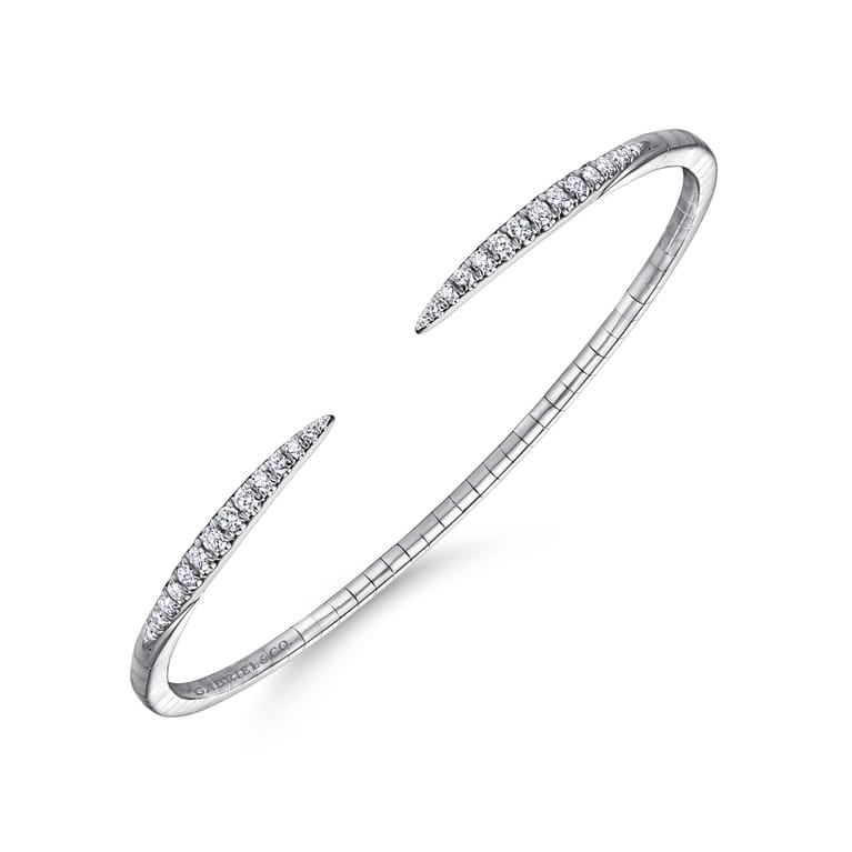 Demure - 14K White Gold Split Diamond Spike Bangle - 0.5 ct - Shot 2