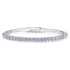 Demure - 14K White Gold Square Set Diamond Bangle