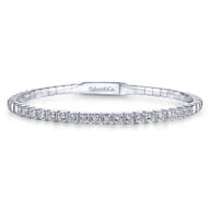 Demure - 14K White Gold Square Set Diamond Bangle