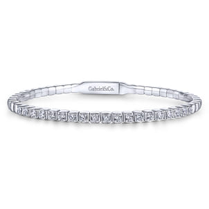 Demure - 14K White Gold Square Set Diamond Bangle