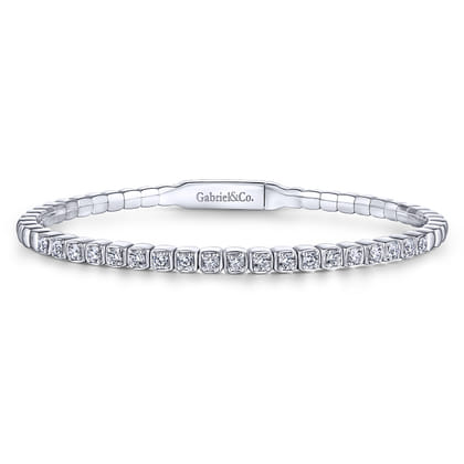 Demure - 14K White Gold Square Set Diamond Bangle