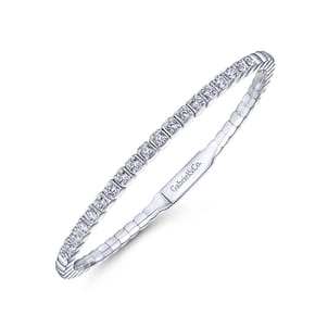 Demure - 14K White Gold Square Set Diamond Bangle