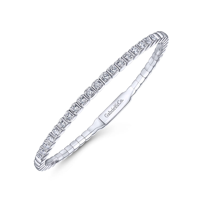 Demure - 14K White Gold Square Set Diamond Bangle - 0.65 ct - Shot 2
