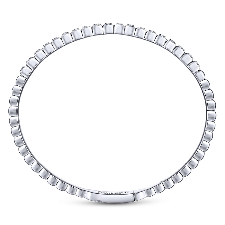 Demure - 14K White Gold Square Set Diamond Bangle - 0.65 ct - Shot 3