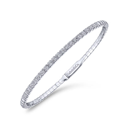 Demure - 14K White Gold Square Set Diamond Bangle
