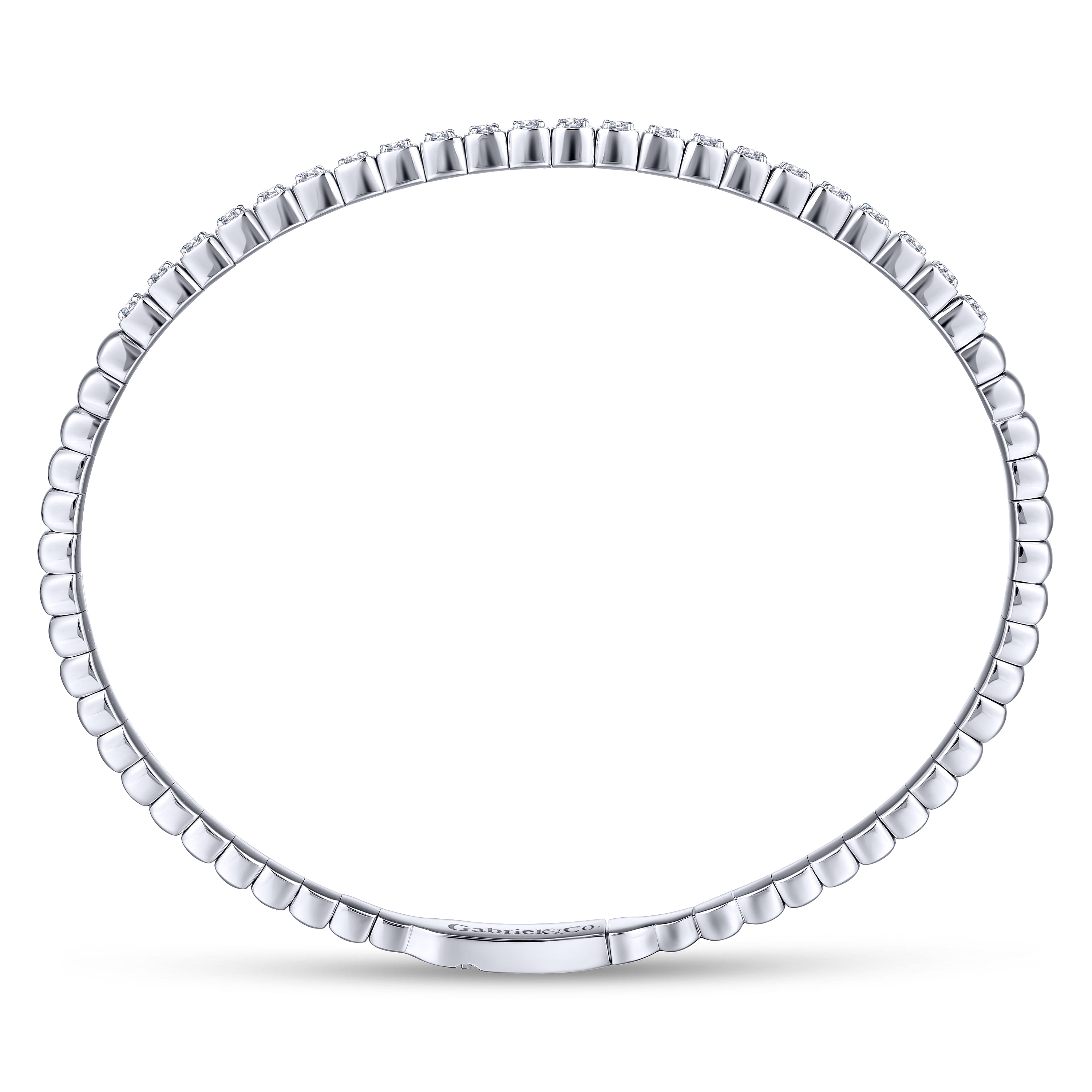 Demure - 14K White Gold Square Set Diamond Bangle - 0.65 ct - Shot 3