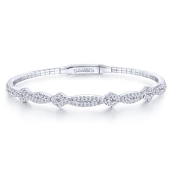 Demure - 14K White Gold Twisted Diamond Bangle
