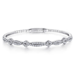 Demure - 14K White Gold Twisted Diamond Bangle