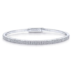 Demure - 14K White Gold Two Row Diamond Bangle