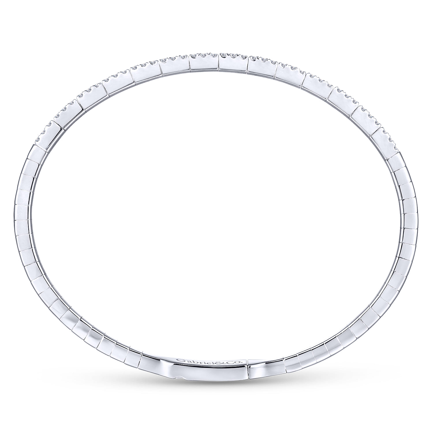 Demure - 14K White Gold Two Row Diamond Bangle - 0.75 ct - Shot 3