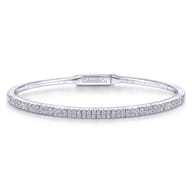 Demure - 14K White Gold Two Row Diamond Bangle