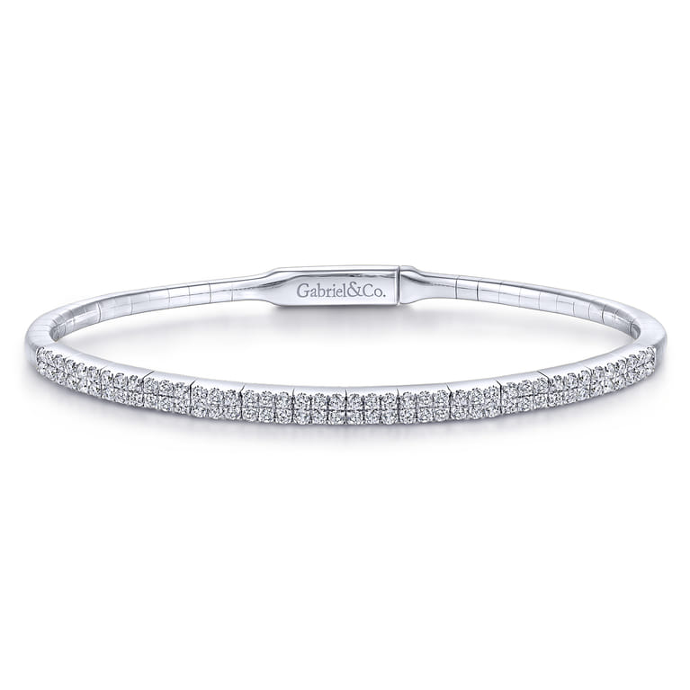 Demure - 14K White Gold Two Row Diamond Bangle - 0.75 ct - Shot 1