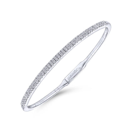 Demure - 14K White Gold Two Row Diamond Bangle