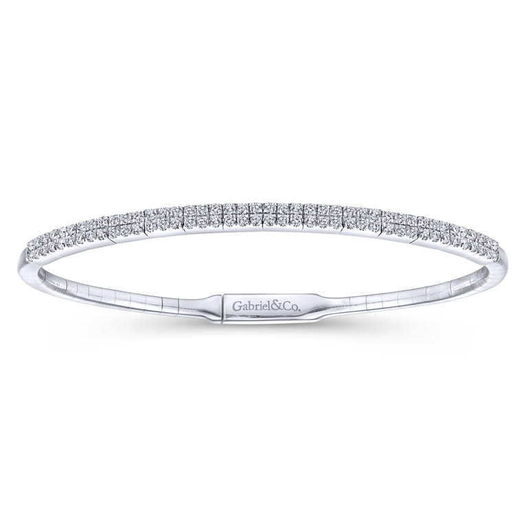 Demure - 14K White Gold Two Row Diamond Bangle - 0.9 ct - Shot 1