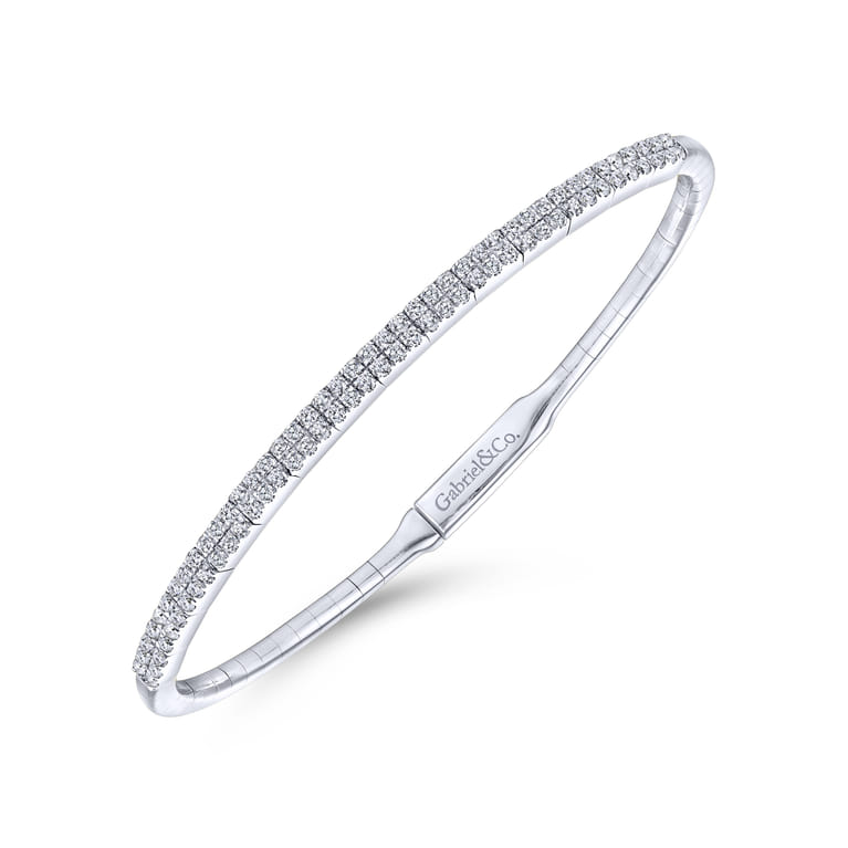 Demure - 14K White Gold Two Row Diamond Bangle - 0.9 ct - Shot 2