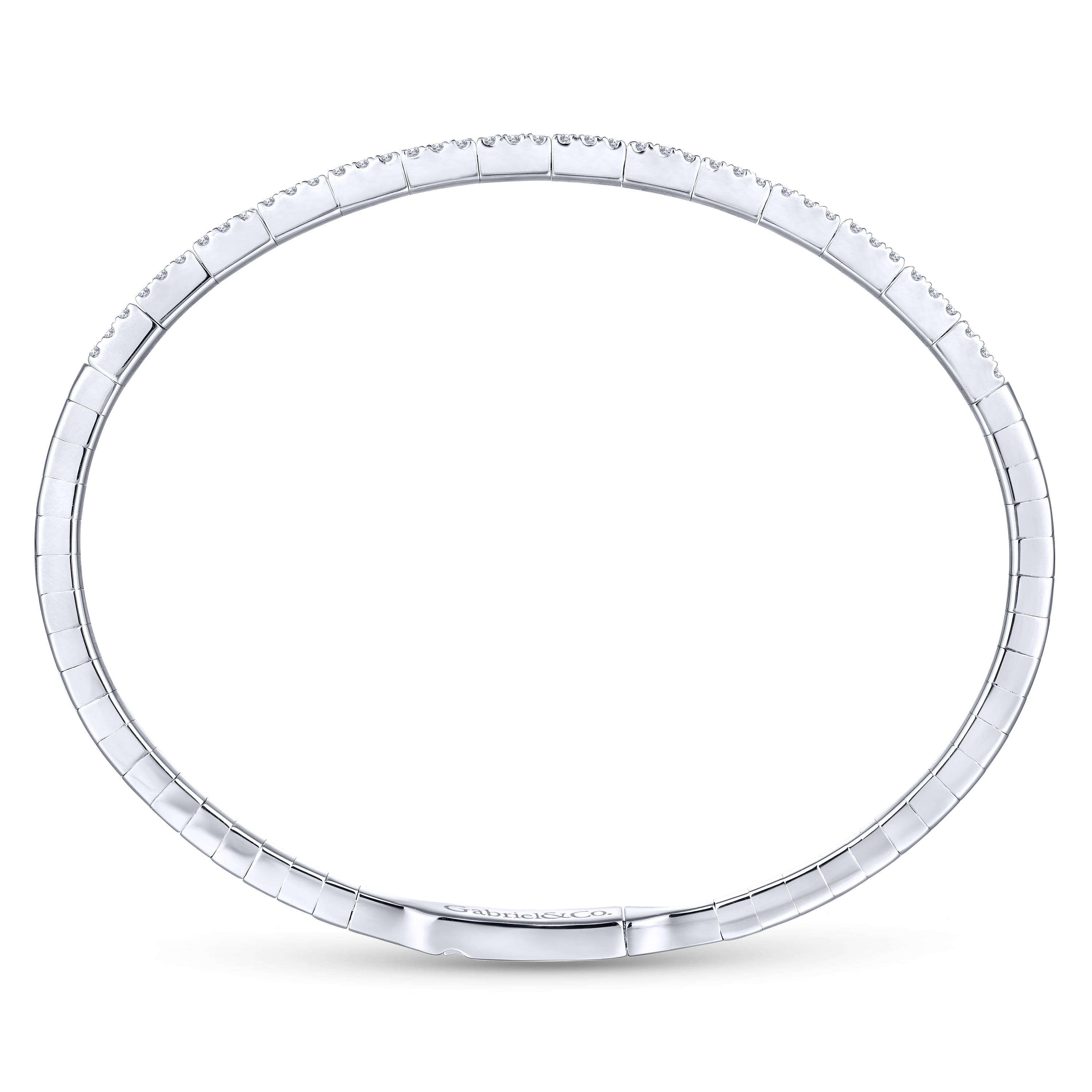 Demure - 14K White Gold Two Row Diamond Bangle - 0.9 ct - Shot 3