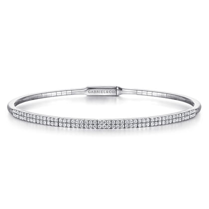 Demure - 14K White Gold Two Row Diamond Bangle