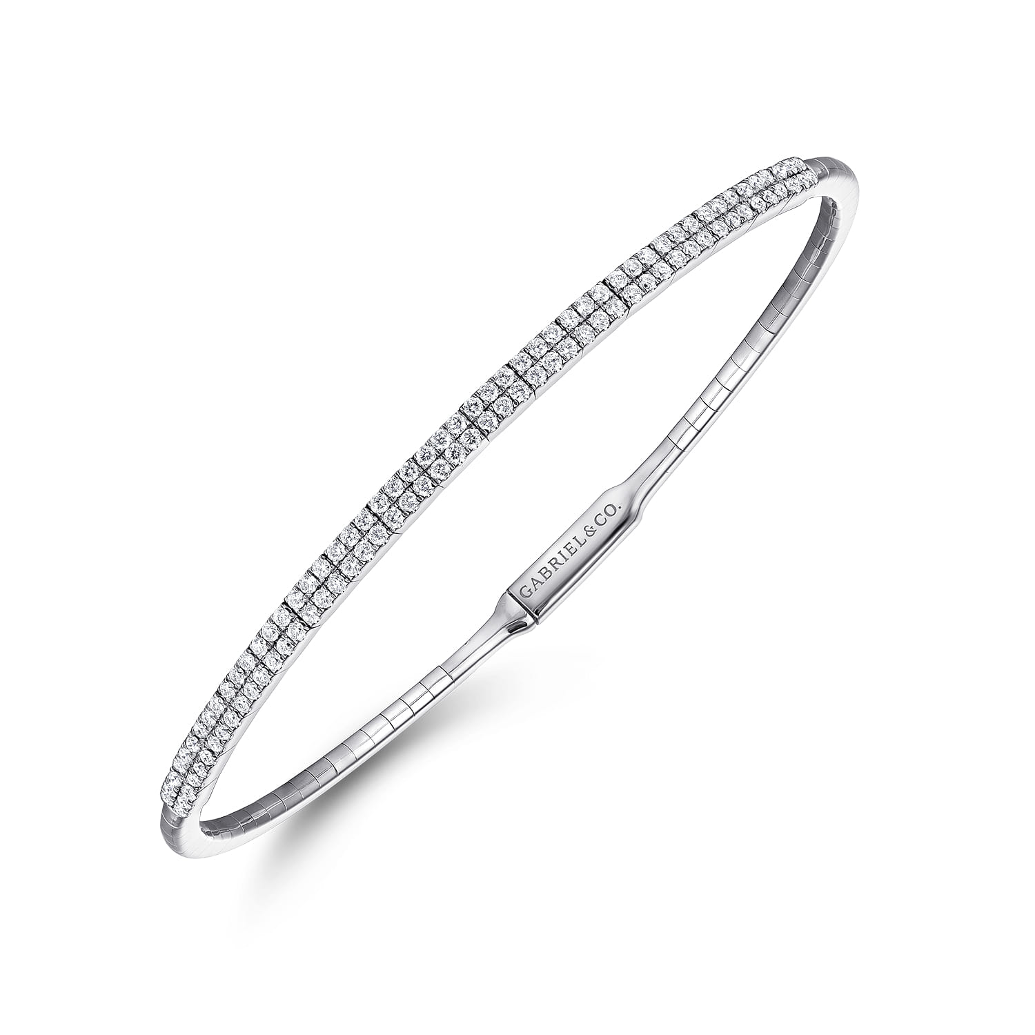 Demure - 14K White Gold Two Row Diamond Bangle - 0.75 ct - Shot 2