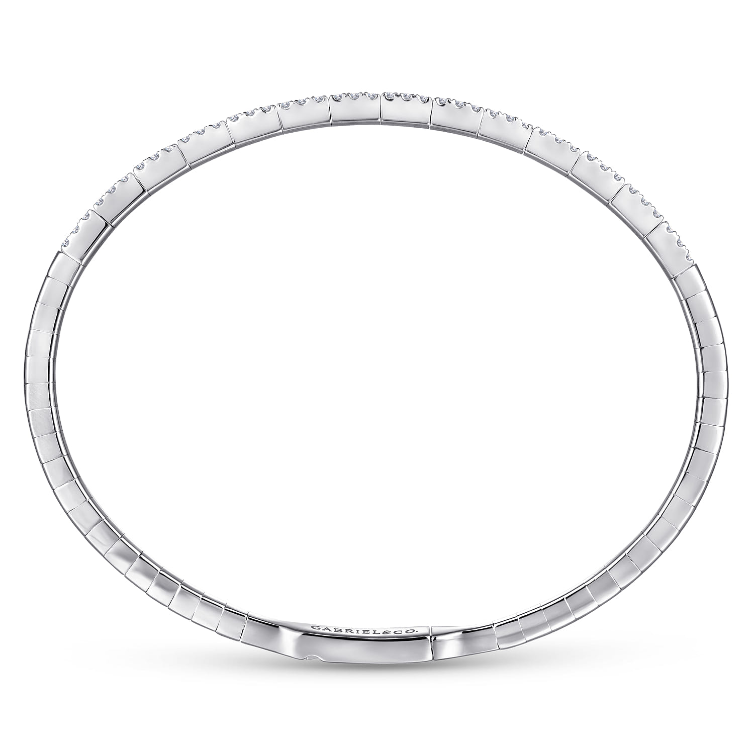 Demure - 14K White Gold Two Row Diamond Bangle - 0.75 ct - Shot 3