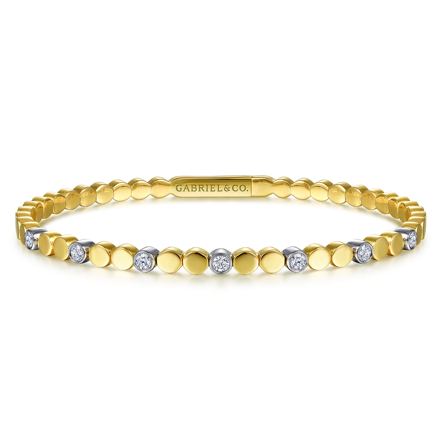 Demure - 14K White-Yellow Gold Diamond Bangle - 0.35 ct - Shot 1