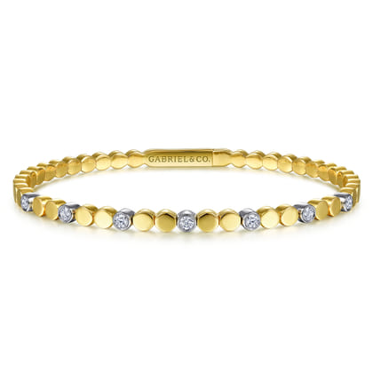 Demure - 14K White-Yellow Gold Diamond Bangle