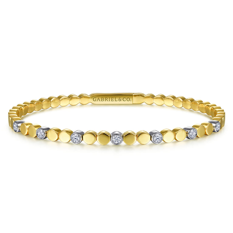 Demure - 14K White-Yellow Gold Diamond Bangle - 0.35 ct - Shot 1