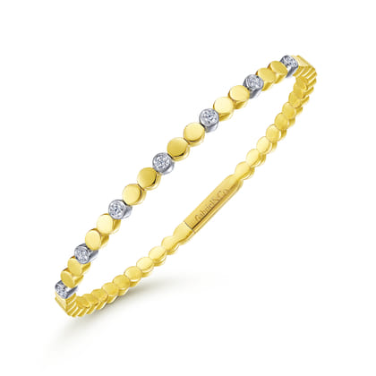 Demure - 14K White-Yellow Gold Diamond Bangle