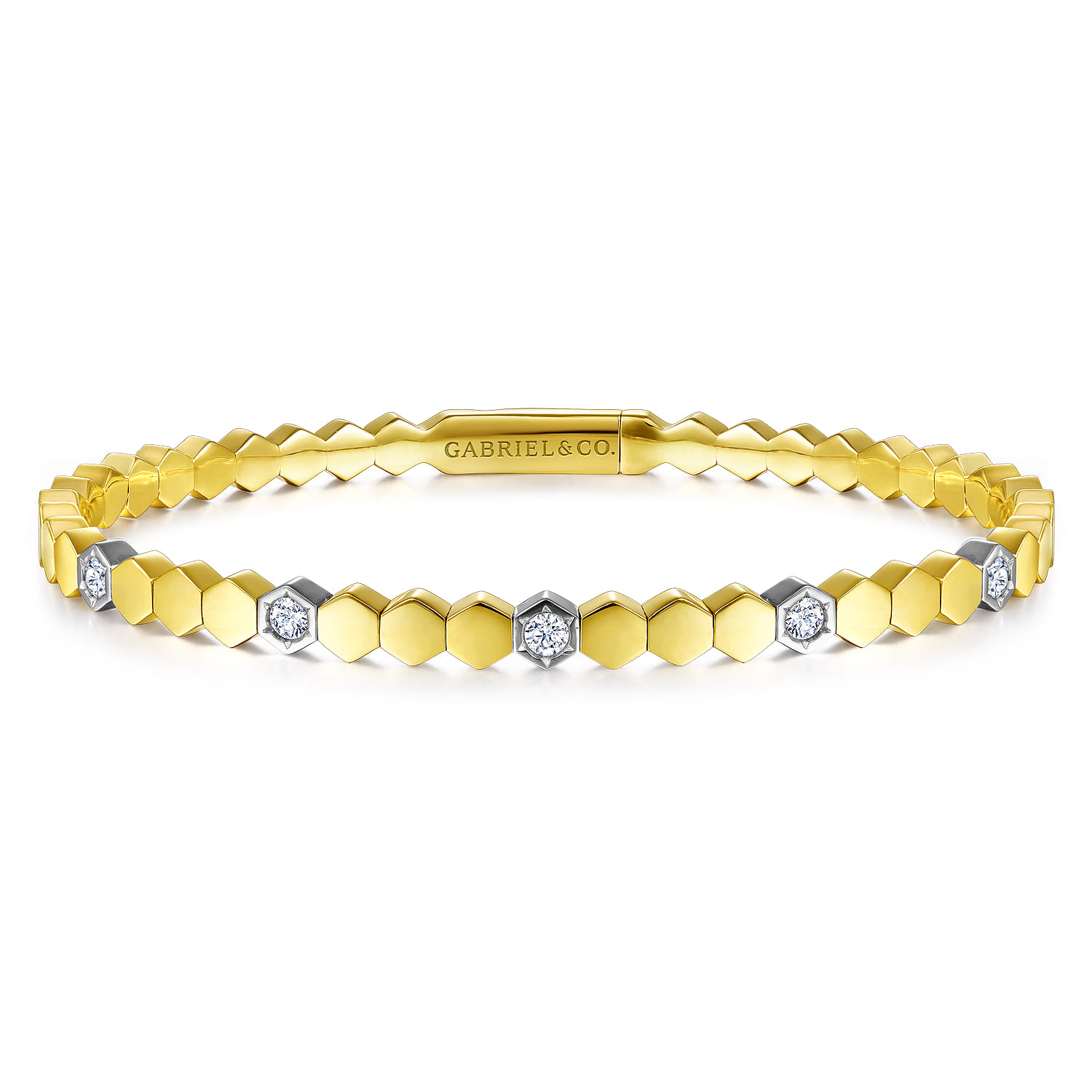 Demure - 14K White-Yellow Gold Diamond Bangle - 0.3 ct - Shot 1