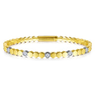 Demure - 14K White-Yellow Gold Diamond Bangle