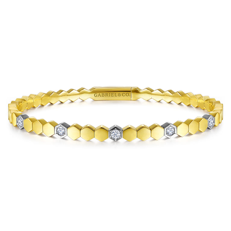 Demure - 14K White-Yellow Gold Diamond Bangle - 0.3 ct - Shot 1