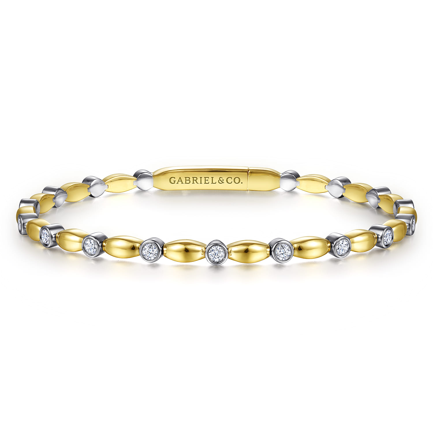 Demure - 14K White-Yellow Gold Diamond Bangle - 0.45 ct - Shot 1