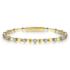 Demure - 14K White-Yellow Gold Diamond Bangle